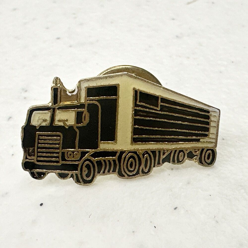 Semi trucker hat pin, jacket pin, lapel pin, lit pin, backpack pin 80’s mechanic